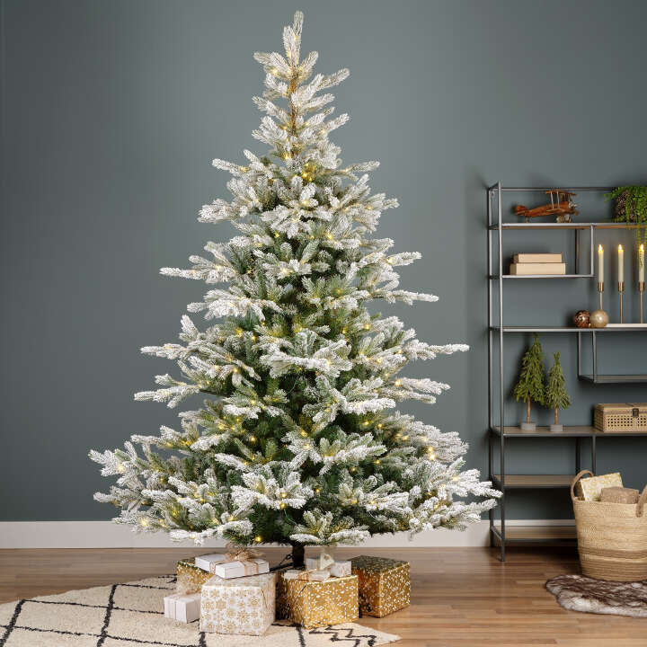 EVERLANDS Künstlicher Weihnachtsbaum Beschneite Grandis Pre-Lit Tanne Micro-LEDs